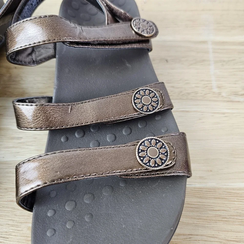 Vionic Cathy Brown Bronze Adjustable Strap‎ Sandals Size 6 Metallic Comfort
